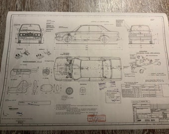 BMW E28 535i 1984 Facelift Konstruktionszeichnung ARTwork