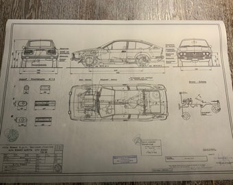 Alfa Romeo GTV 2000 1976 construction drawing ART work