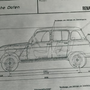 Renault R4 E / L 1973 Construction Drawing ART Work Blueprint - Etsy