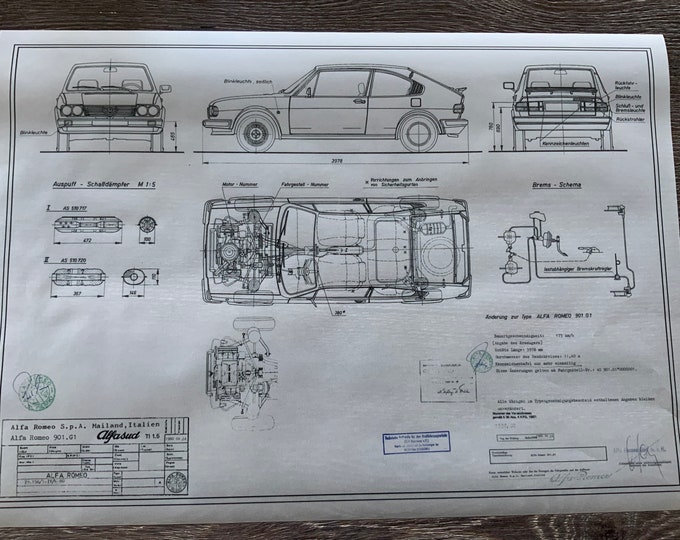 Alfa Romeo Alfasud TI 1.5 901 G1 1980 construction drawing ART work