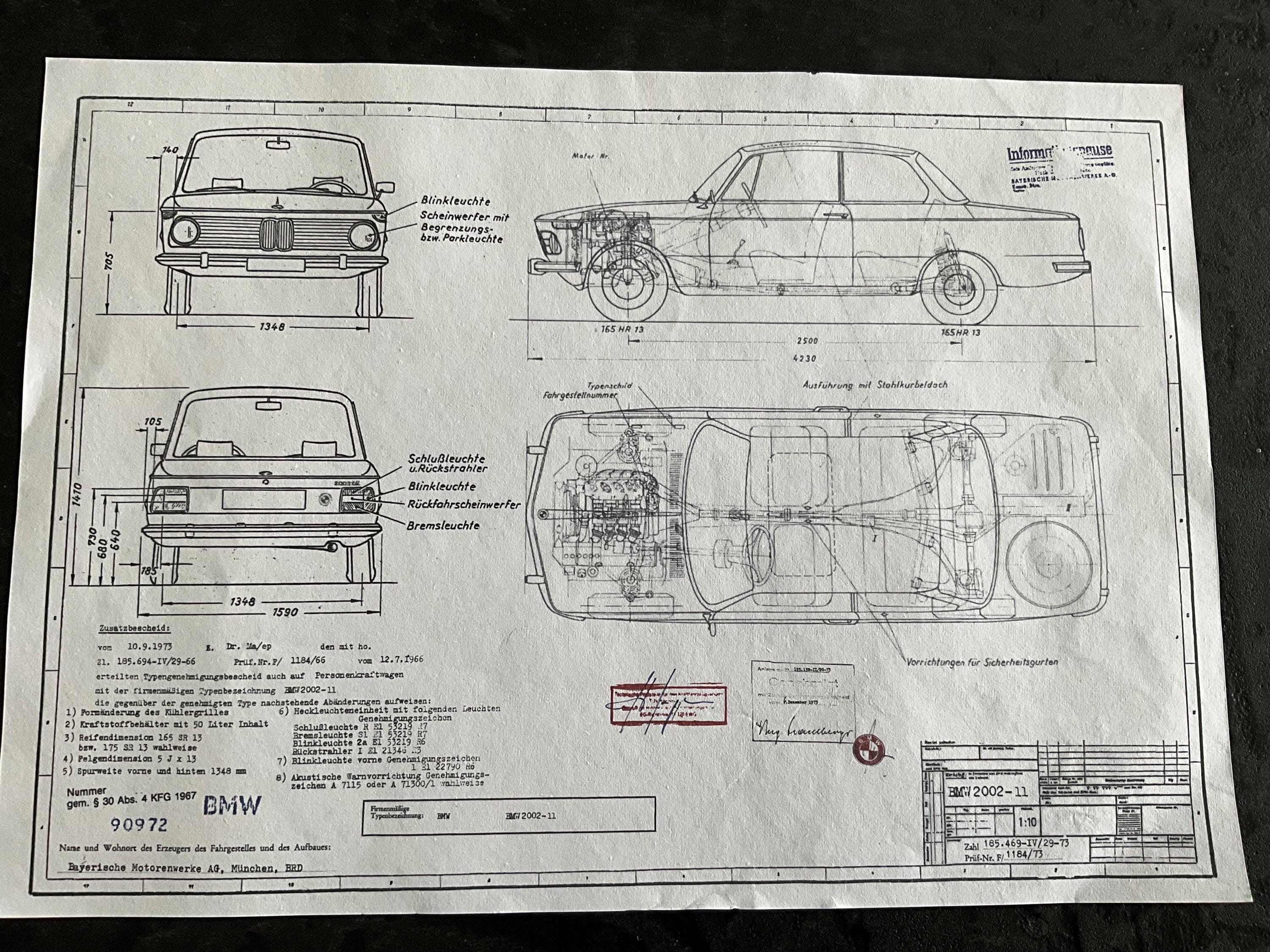 BMW E10 2002tii Facelift From 1973 Design Drawing ART Work