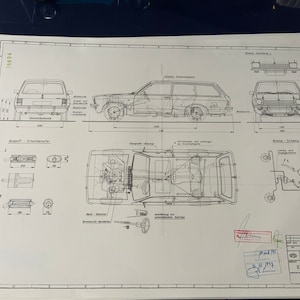 Opel Kadett C Caravan 1973 VFL dibujo de construcción obra de ARTE