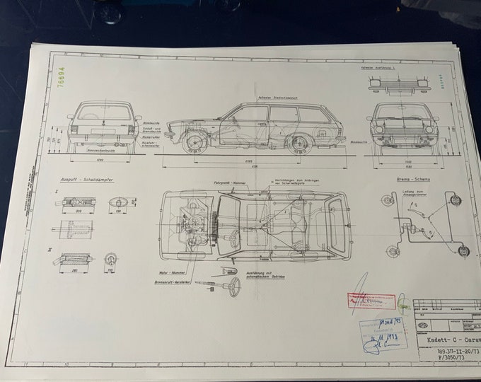Opel Kadett C Caravan 1973 VFL construction drawing ART work