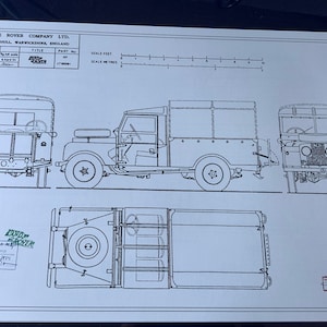 Land Rover Series 1 107 1954 ARTwork Construction Drawing Blueprint
