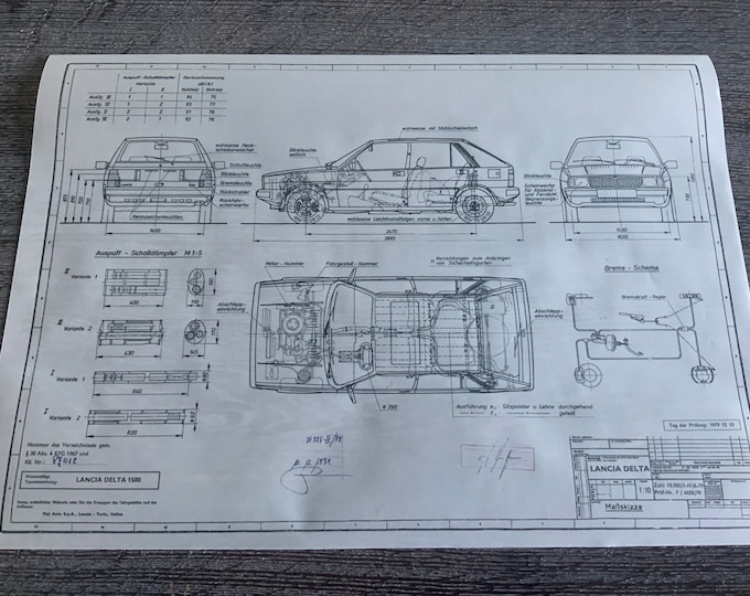 Lancia Delta 1979 construction drawing ART work blueprint