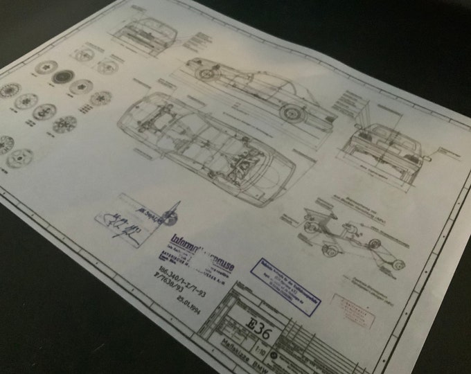 BMW E36 Cabrio 1993 construction drawing ART work