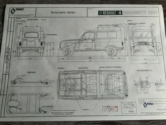 Renault R4 Fourgonnette Combi 1973 Design Drawing ART Work - Etsy