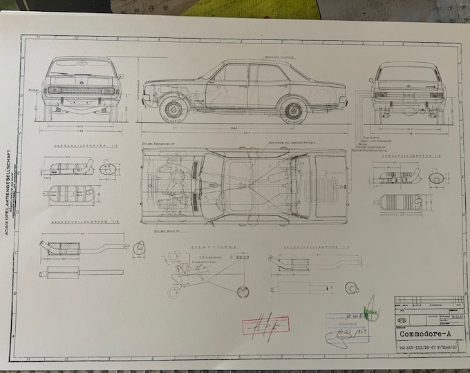 Opel Commodore A Limousine 1967 construction drawing ART work blueprint