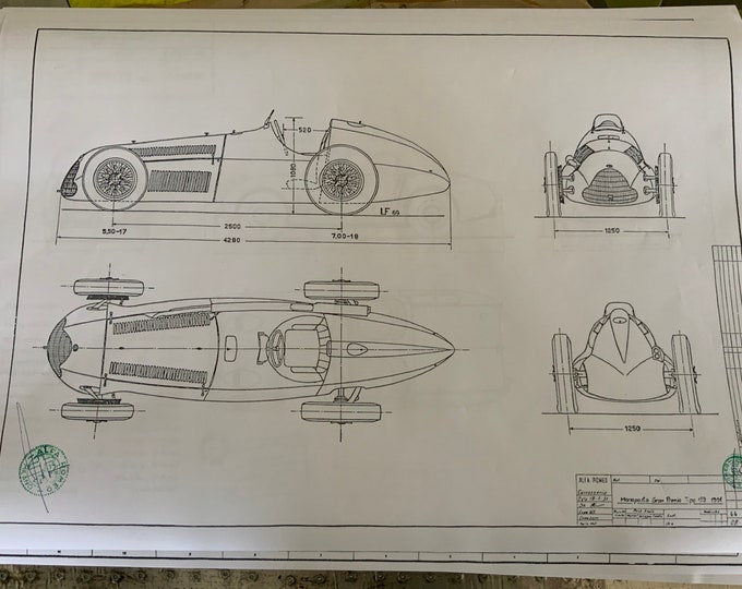 Alfa Romeo Monoposto Tipo 159 1951 construction drawing ART work blueprint