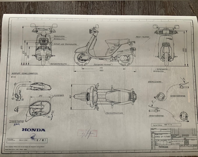 Honda Lead AF1 (K/Meter) 1982 construction drawing ART work blueprint