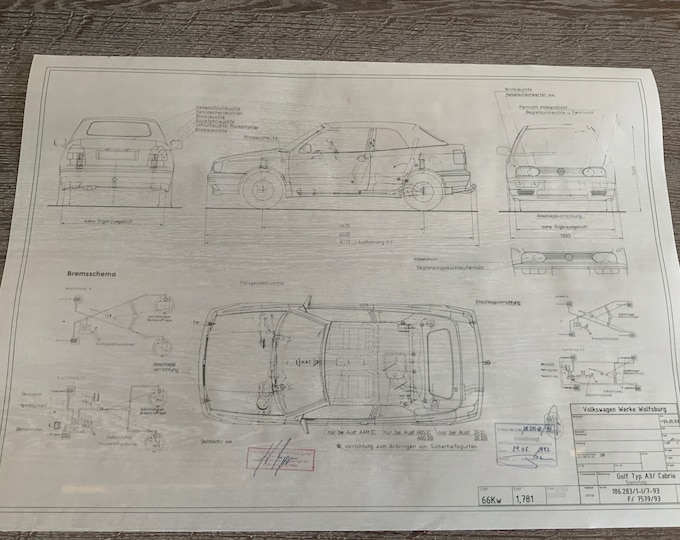 Golf A3 Cabrio 1993 construction drawing ARTwork