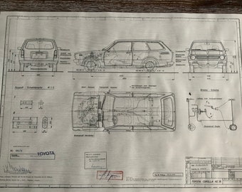 Toyota Corolla KE 36 Station Wagon 1974 Construction Drawing ART