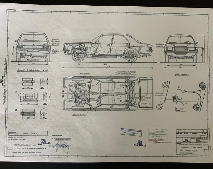Vauxhall VX 1800 89hp 1976 construction drawing ART work blueprint