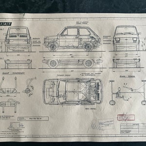 Fiat 126 A1 1977 dibujo de construcción ARTwork