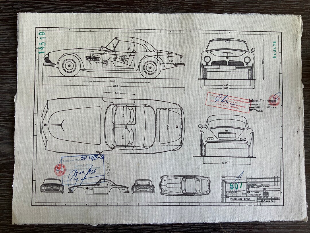 BMW 507 1956 Design Drawing ART Work - Etsy