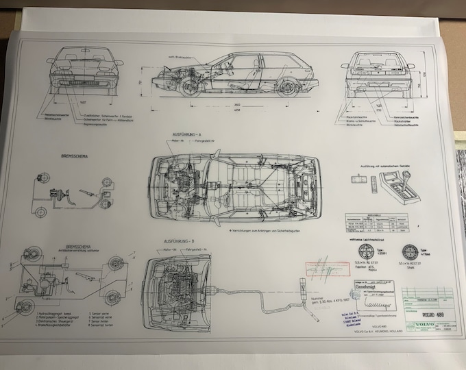 Volvo 480 1989 construction drawing ART work blueprint