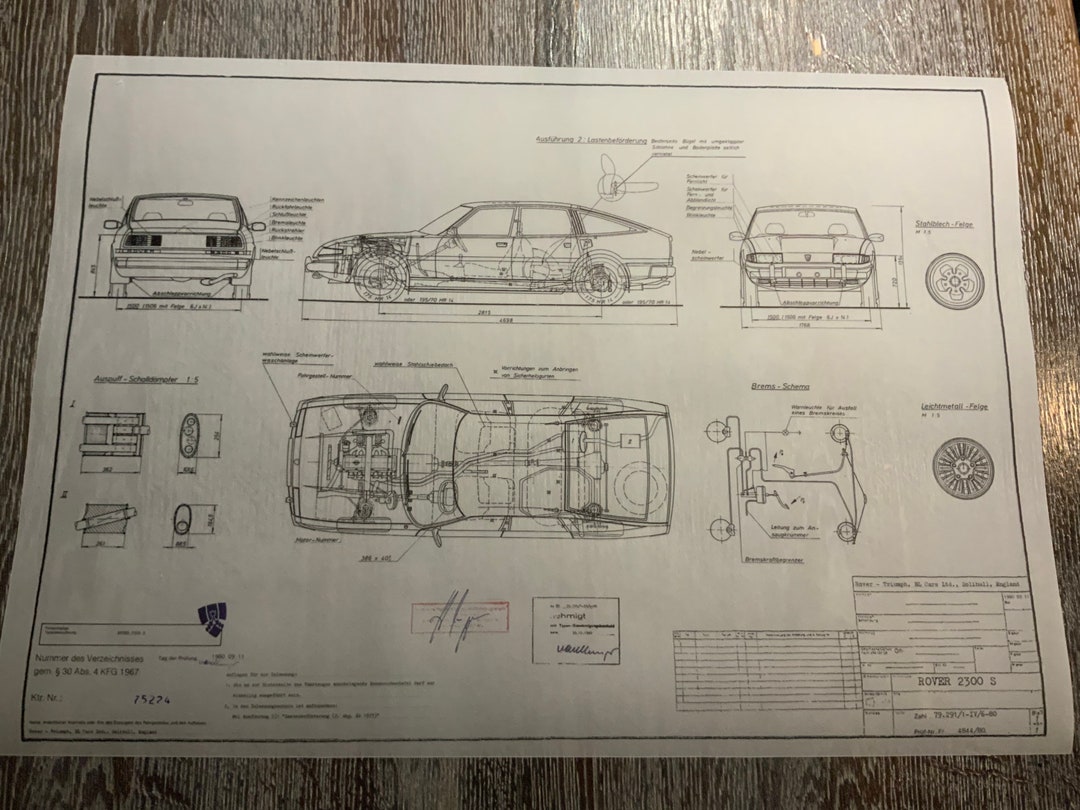 Rover 2300 S 1980 Construction Drawing ART Work Blueprint - Etsy