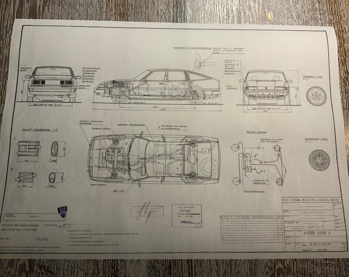 Rover 2300 S 1980 construction drawing ART work blueprint