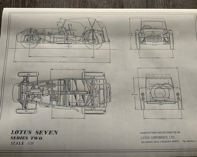 Lotus Seven Series Two construction drawing ART work blueprint