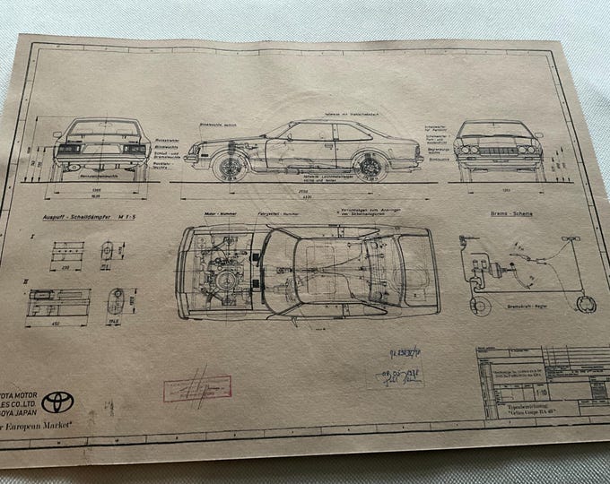 Toyota Celica Coupe 1978 design drawing ART work