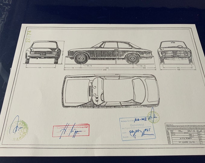 Alfa Romeo GT Junior 13/16 105 1965 construction drawing ART work