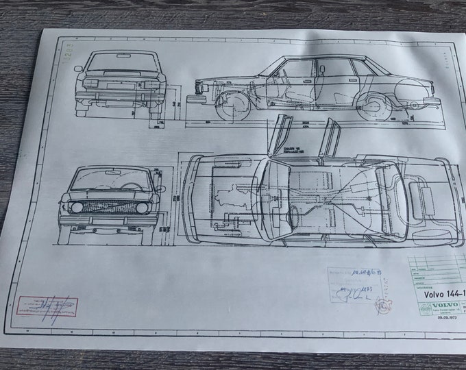 Volvo P144 -1 1973 construction drawing ART work blueprint