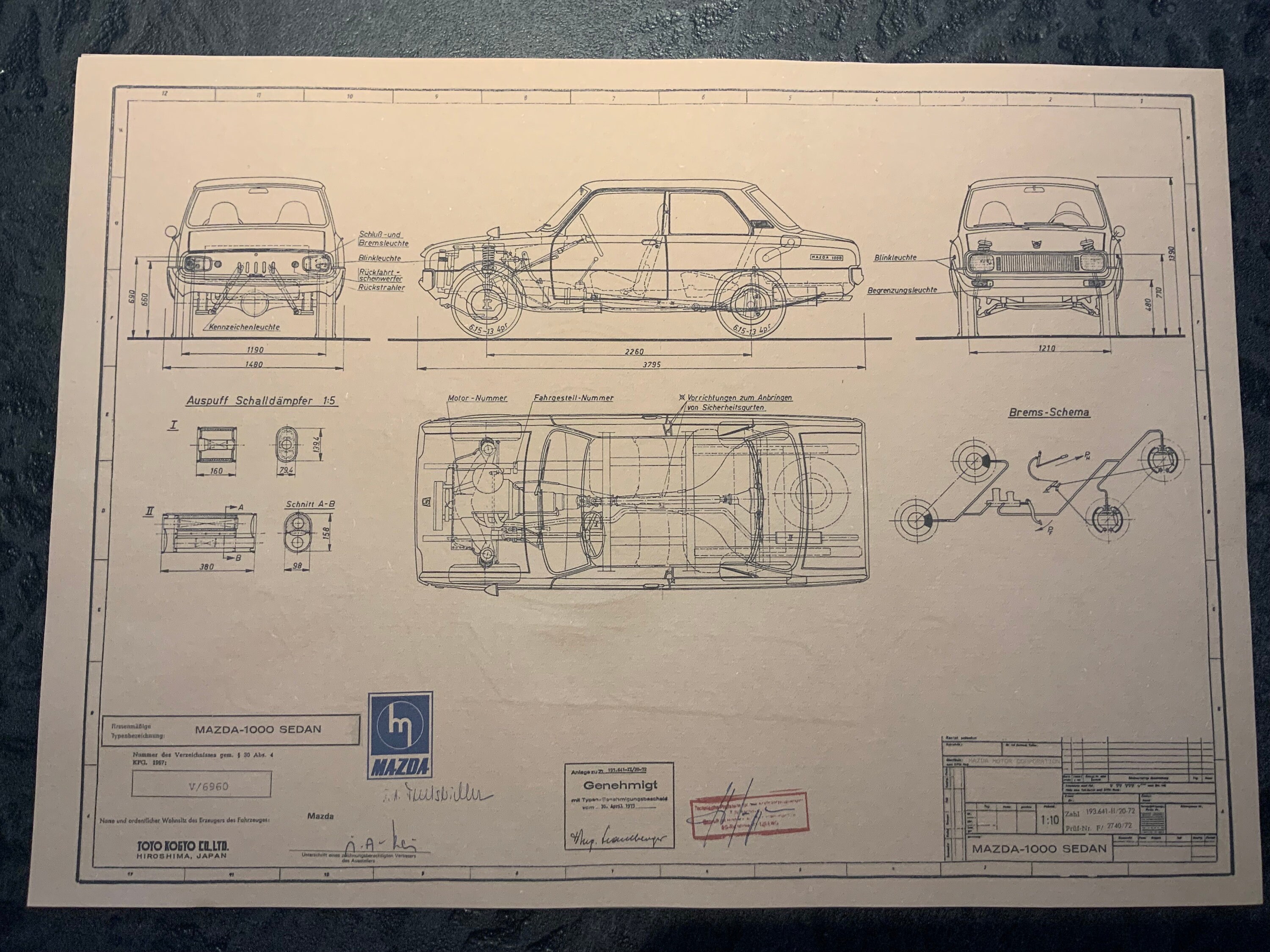 Mazda 1000 Sdan 1972 Construction Drawing ART Work Blueprint - Etsy