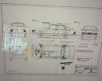 Saab 900 t 1978 construction drawing ART work blueprint