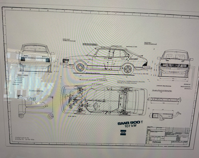 Saab 900 t 1978 construction drawing ART work Blueprint