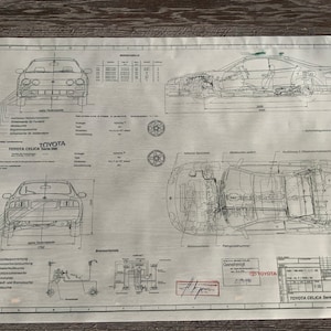 Toyota Celica Serie 200 Coupe 1993 Konstruktionszeichnung ART work Blaupause