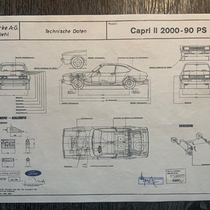 Ford Capri II 2000 1976 design drawing ARTwork