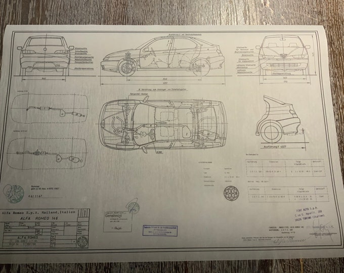 Alfa Romeo 146 1994 construction drawing ART work