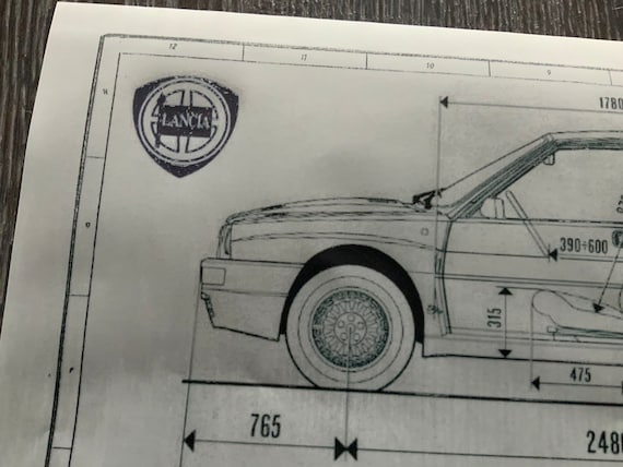 ランチア デルタ インテグラーレ HF 1993 設計図 アートワーク - Etsy 日本