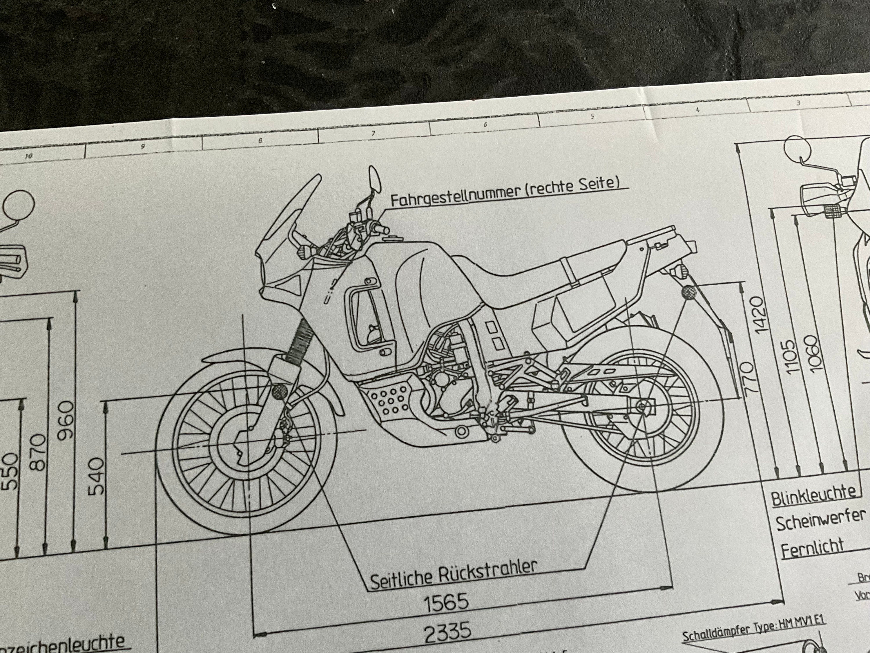 Honda Africa Twin From 1989 Construction Drawing ART Work