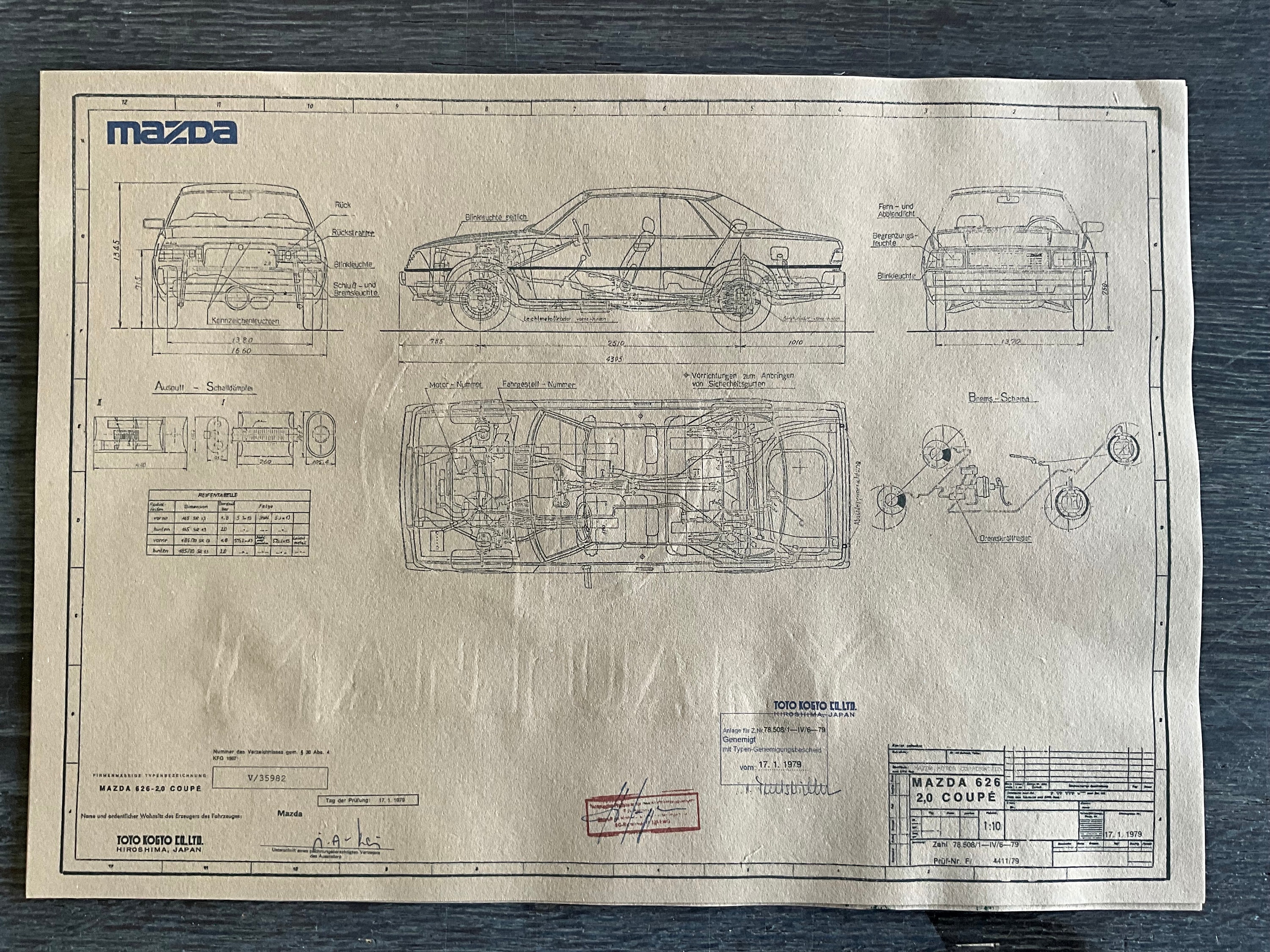 マツダ 626 クーペ 1979 建設図面 アート作品 - Etsy 日本