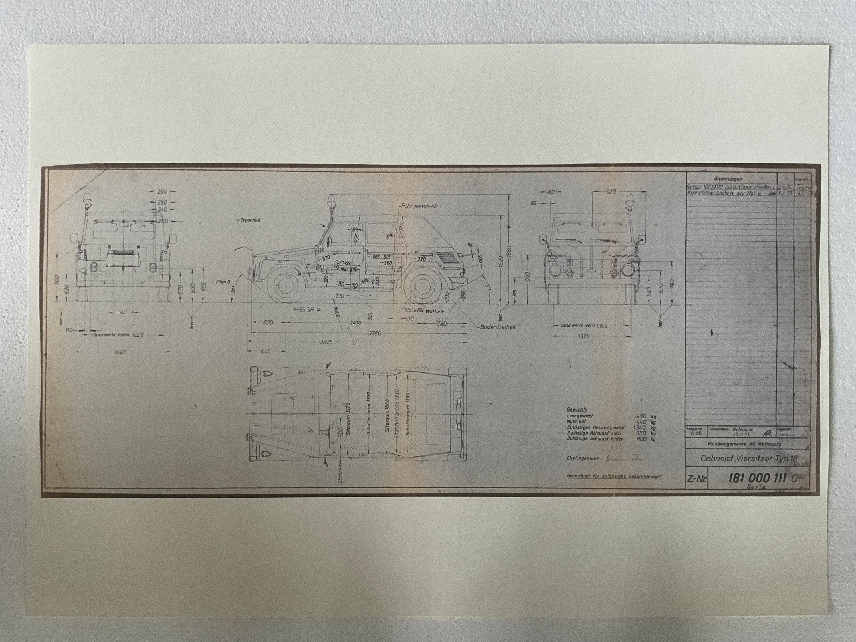Type 181 1970 The Thing ART work blueprint
