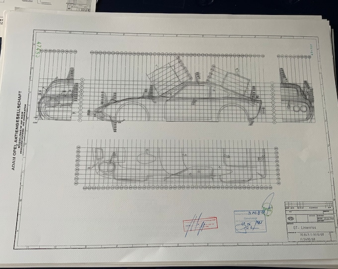 Opel GT Coupe 1968 Line Drawing Construction Drawing ART work