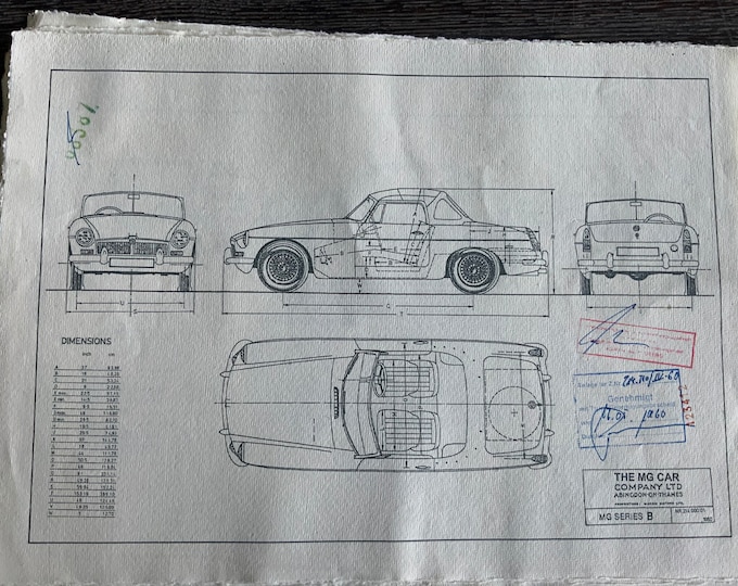 Construction drawing ART work MG B 1960