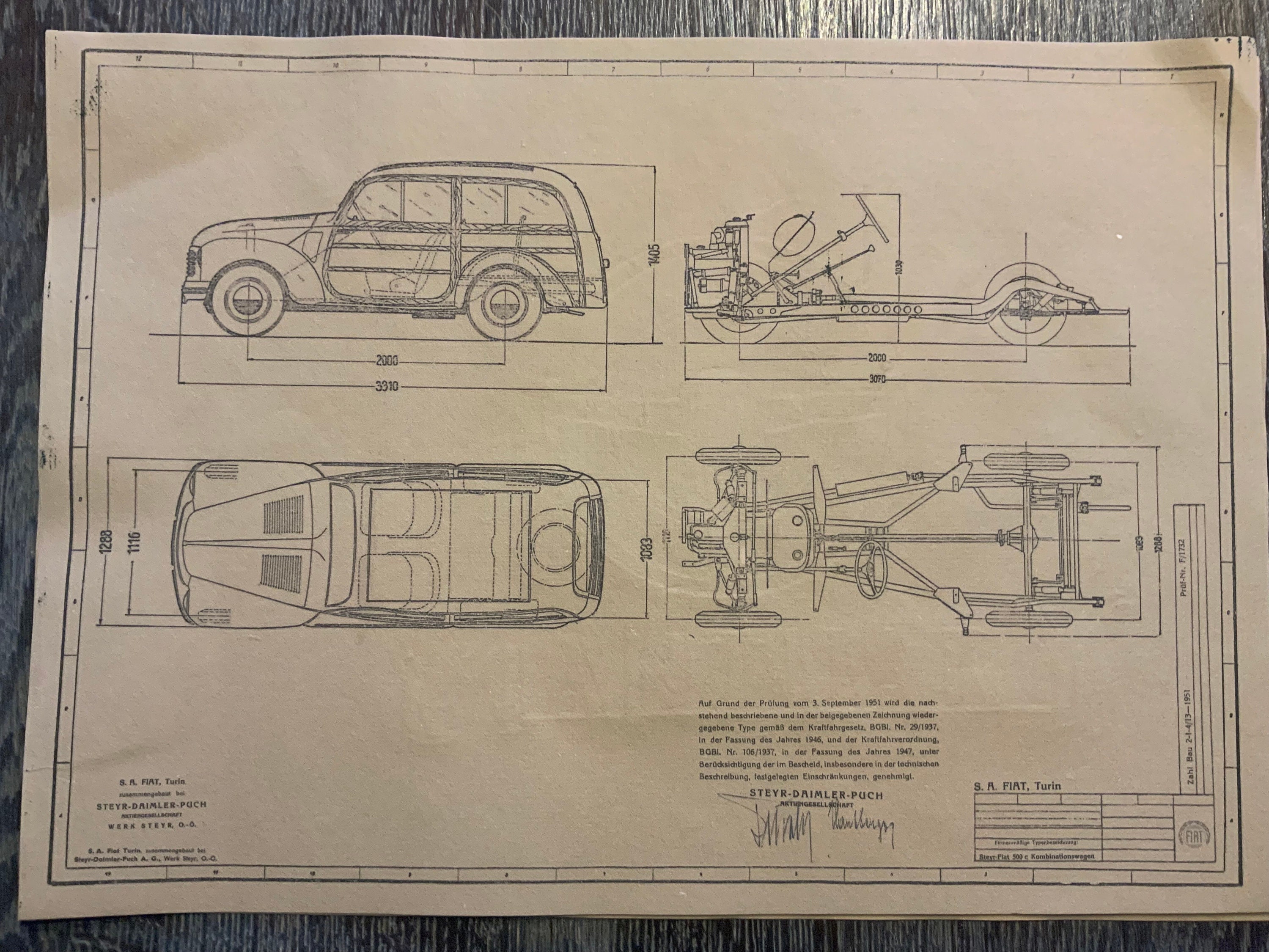 Fiat Topolino 500 C Station Wagon Design Drawing Artwork - Etsy