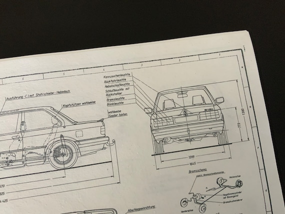 E30 BMW 316i 2ドア 1987年式 設計図 アートワーク - Etsy 日本