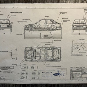 Ford Escort III from 1980 design drawing ARTwork