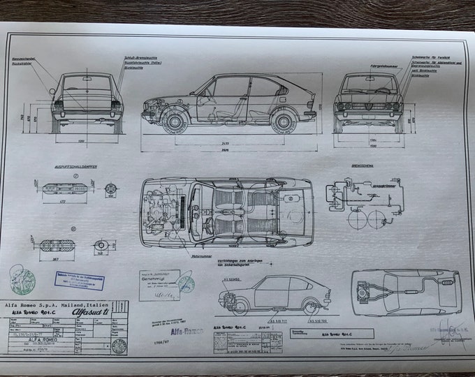 Alfa Romeo Alfasud TI 901 C 1977 construction drawing ART work