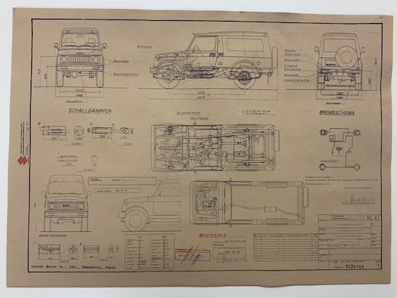 Samurai SJ51 SJ41 Lang Suzuki From 1983 Construction Drawing ART