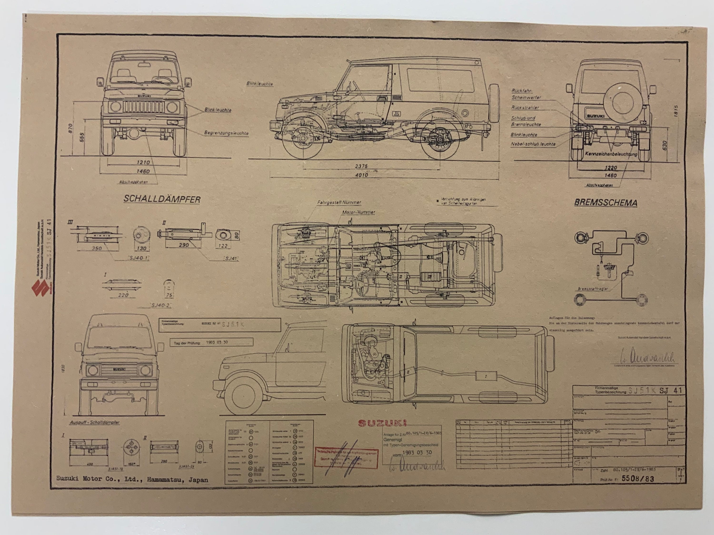 Samurai SJ51 SJ41 Lang Suzuki From 1983 Construction Drawing ART