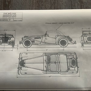 MG TF 1952 construction drawing ART work blueprint