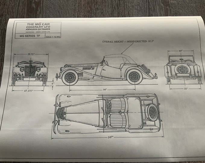 MG TF 1952 construction drawing ART work blueprint