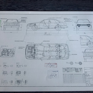Audi 80 B3 Type 89 all also Quattro from 1986 construction drawing ART work blueprint