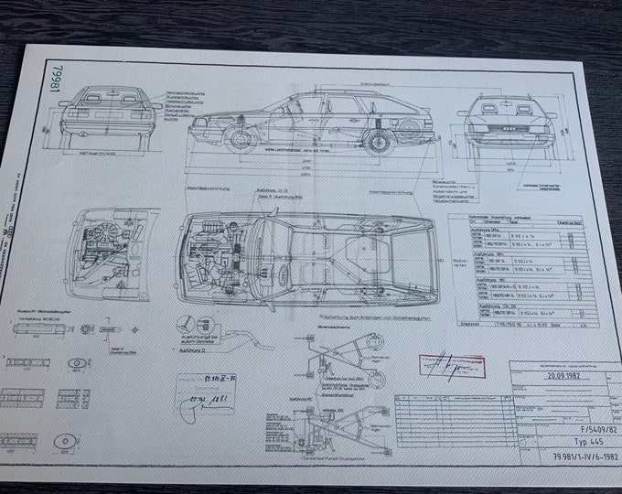 Audi 100 Avant Type 445 1982 construction drawing ART work blueprint