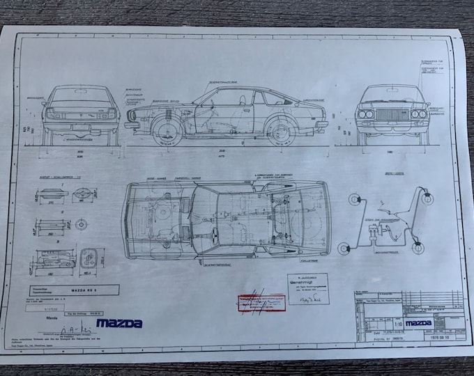 Mazda RX 5 1976 construction drawing ART work