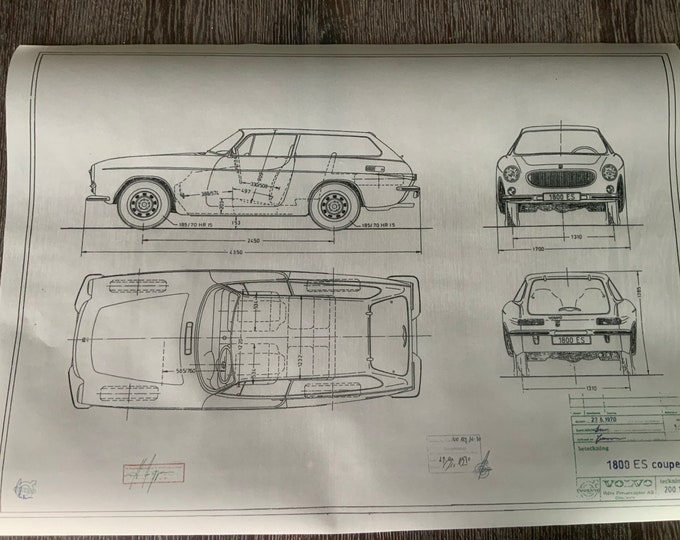 Volvo P1800 ES 1970 construction drawing ART work blueprint
